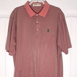 Fairway & Green Men’s Golf Shirt - Pink/Coral with Green Stripes - Size XL